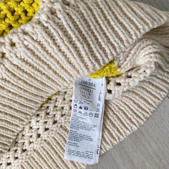 All Saints Yellow and Off-White Stripe Crochet Pullover Sweater - Picture 4 of 12